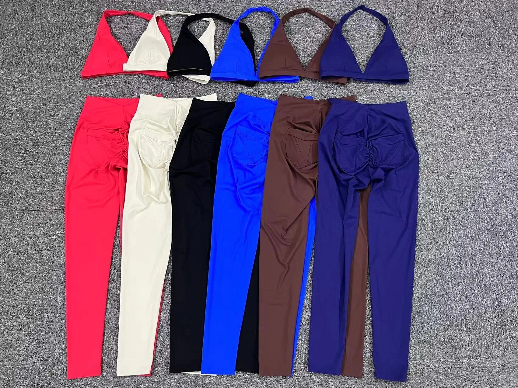 Workout Set for Women Quick Dry Yoga Outfit Seamless Sports Bra High Waist Gym Leggings with Pockets Running Fitness - ATFH
