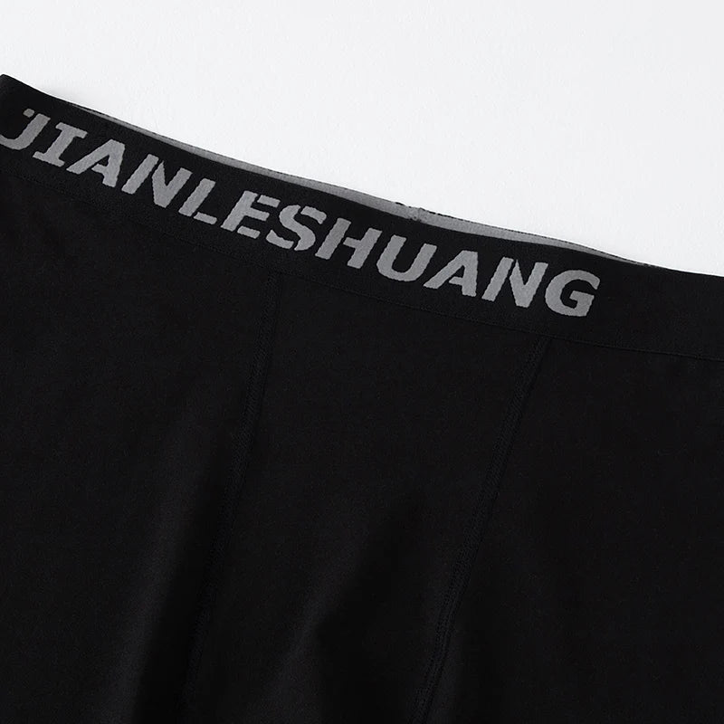 5piece Set Of Men's Classic Black And White Elastic Long Underwear Quick Drying Comfortable Sporty Youth Trend Flat Corner Pants
