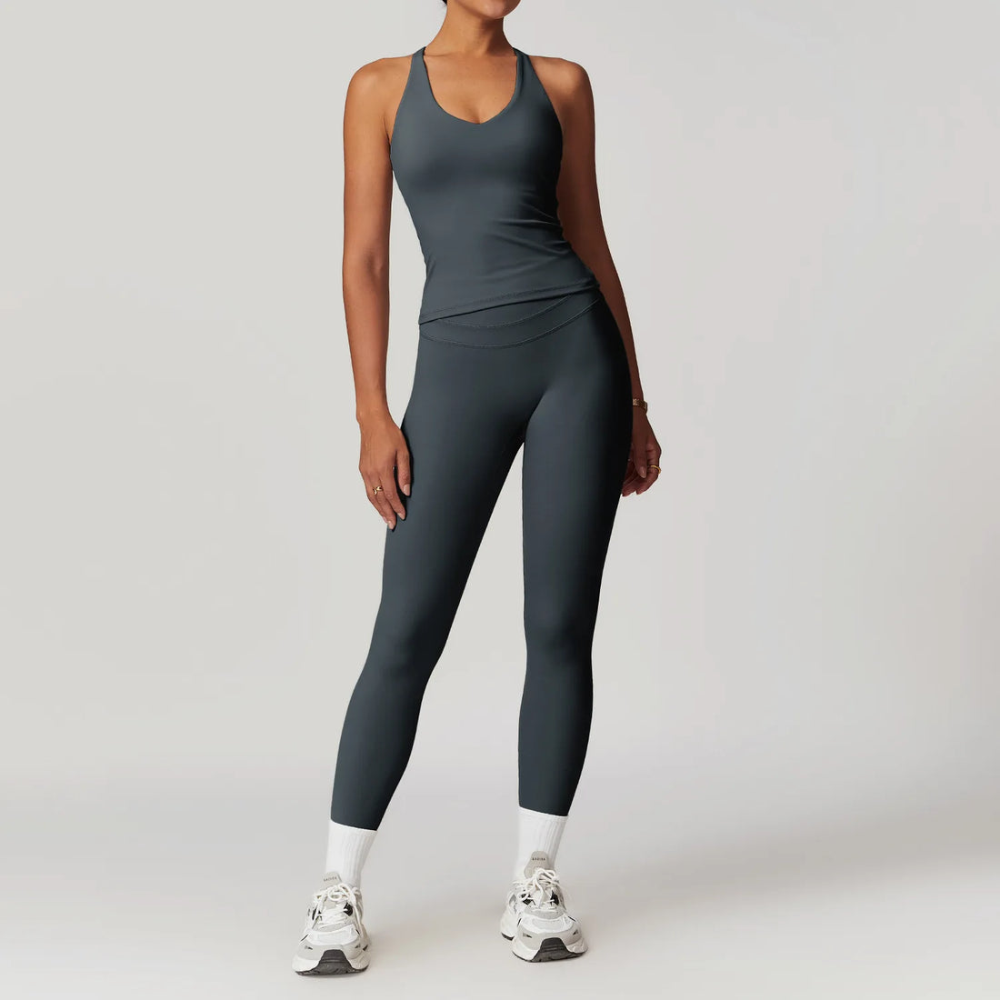 JUREN Yoga Suit 2PCS Sports Set Women Quick-Drying Gym Set Women Tracksuit Running Workout Short Sleeves Sports Yoga Clothing - ATFH