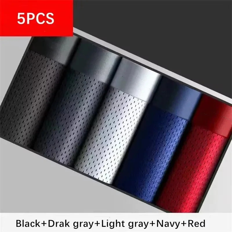 5pcs/Men's Underwear Summer Ice Silk Underwear Plus Size Panties Cool Breathable Sexy Boxer Panties Mesh Comfort Underwear L-5XL