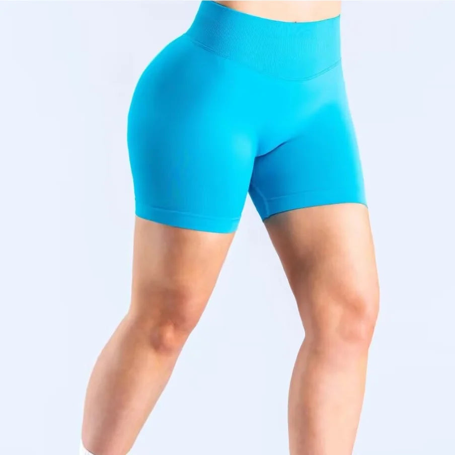Seamless Sports Shorts Women Booty Yoga Shorts Quick Drying Fitness Tights Solid Workout Scrunch Customizable Lable