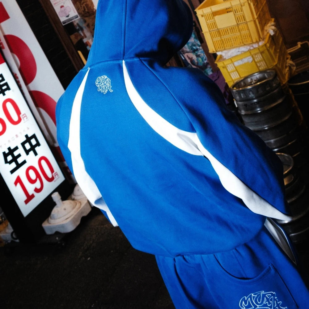 Autumn and winter new trendy men's and women's high street Japanese casual sports letter hooded sweatshirt and pants set ATFH