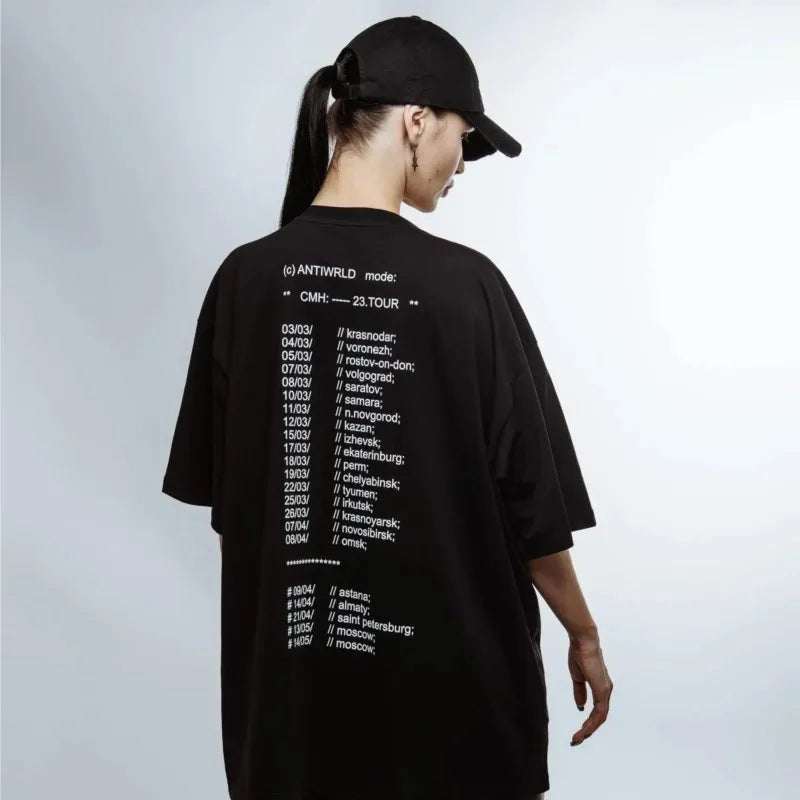 Harajuku Men's T-Shirt Y2k Black Style Letter Print Tshirt Fashion Oversized Tops Gothic Graphic Tees Summer Streetwear Clothing - ATFH