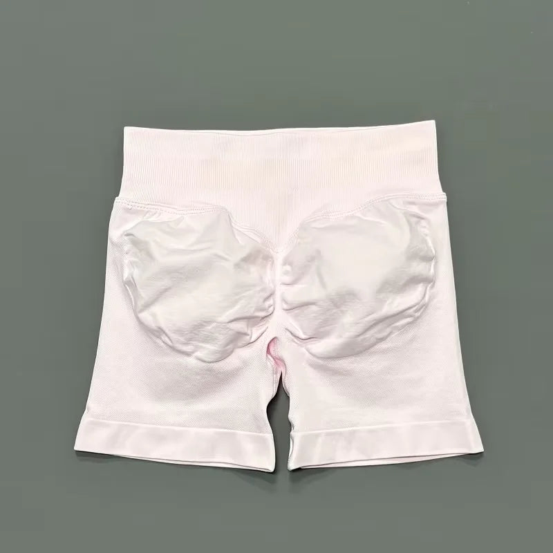 HISTELLO Impact Shorts Women Gym Workout Clothing Low Ribbed Band Sports Yoga Short Pants Seamless Butt Lift Running Leggings