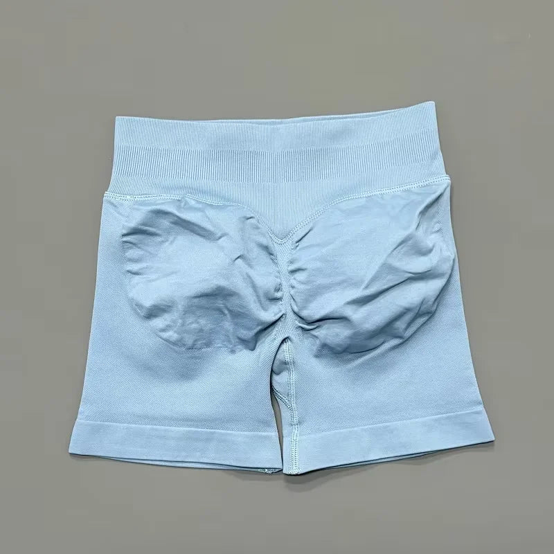 HISTELLO Impact Shorts Women Gym Workout Clothing Low Ribbed Band Sports Yoga Short Pants Seamless Butt Lift Running Leggings