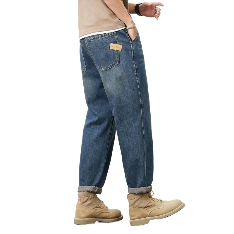 Summer Micro-cone Straight Jeans for Men Loose Comfortable and Versatile Casual Teenager Trendy Retro Trousers jeans for man ATFH