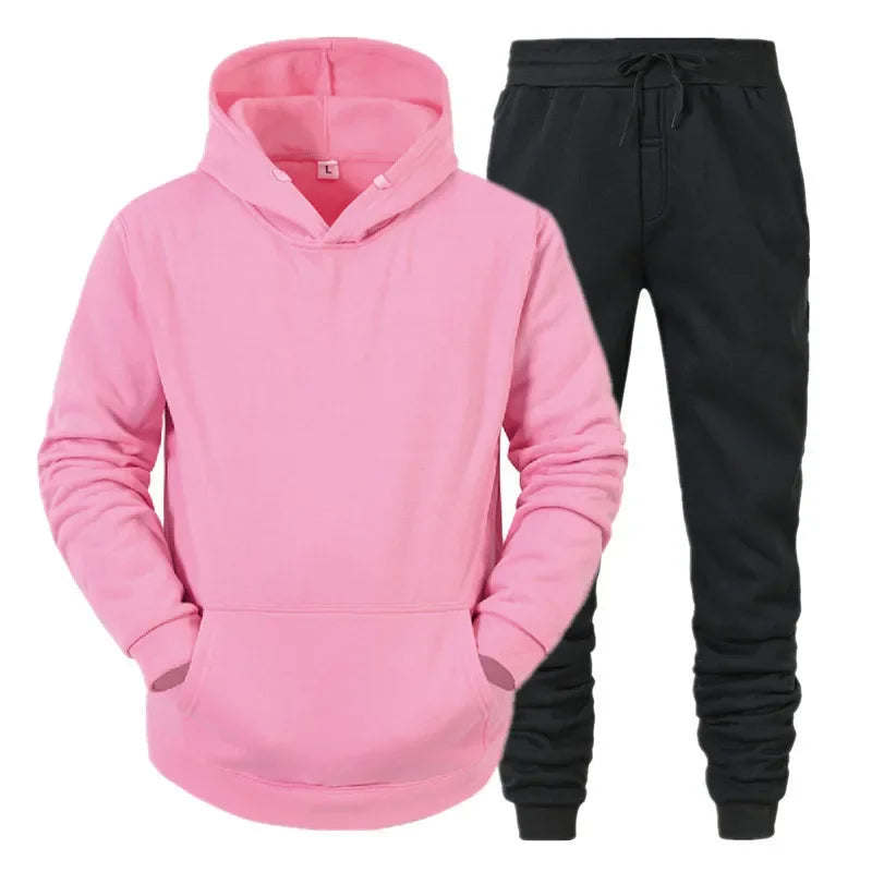 Basic Men/Women 2Pcs/Sets Sweatshirt Hoodies Pants 2024 Male Gyms Fitness Tops Joggers Sportswear Tracksuits ATFH