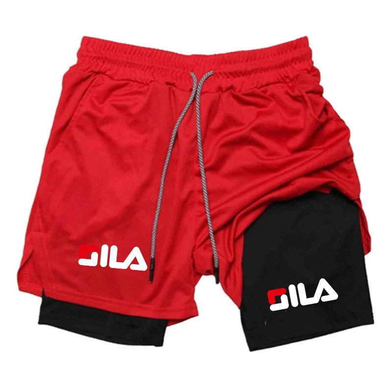 Men's hot selling 2-in-1 double-layer shorts, quick drying gym running training compression sports breathable shorts