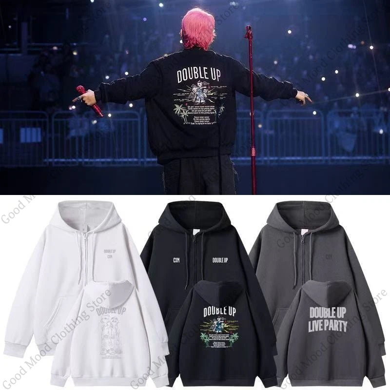 CxM Zipper Hoodies S.COUPS X MINGYU DOUBLE UP Letter Print Sweatshirt Kpop Fashion Men Women High Quality Cotton Thick Hoodie - ATFH