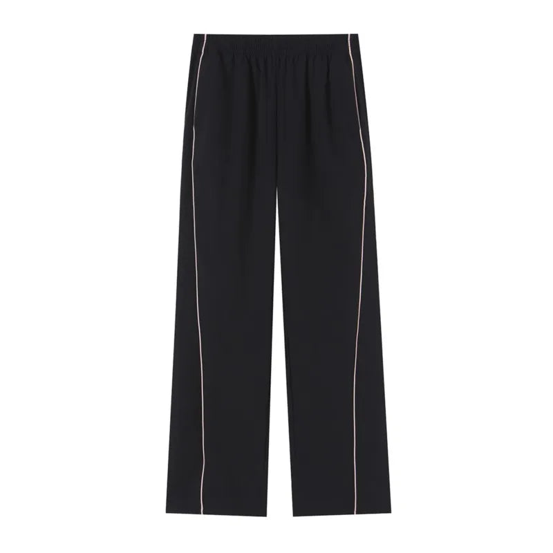HipSeam Women's Pants Set New 2026 Contrast Trim Technical Long Sleeve Jacket Mid Waist Trouser With Elastic Waist Female Outfit