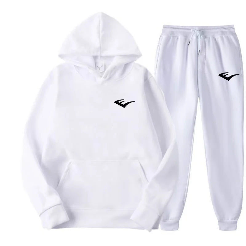 Men's sports and casual hooded shirt and pants set, featuring printed patterns, unisex, suitable for outdoor activities - ATFH