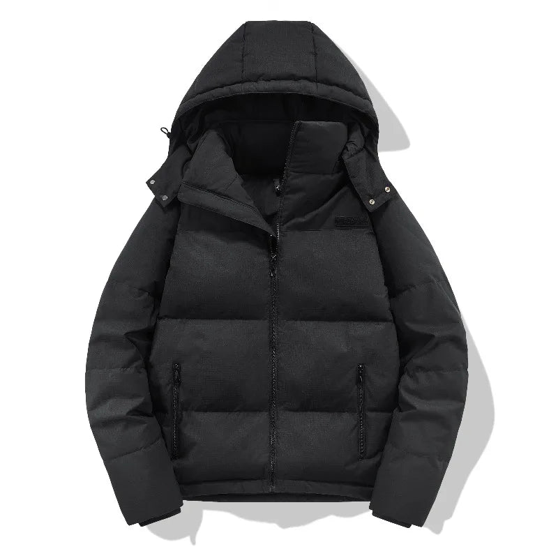 New Style Solid Color Hiking Down Jackets for Men Outdoor Hooded Warm Puffer Coat Trend All-match Male Clothes Fashion Quality