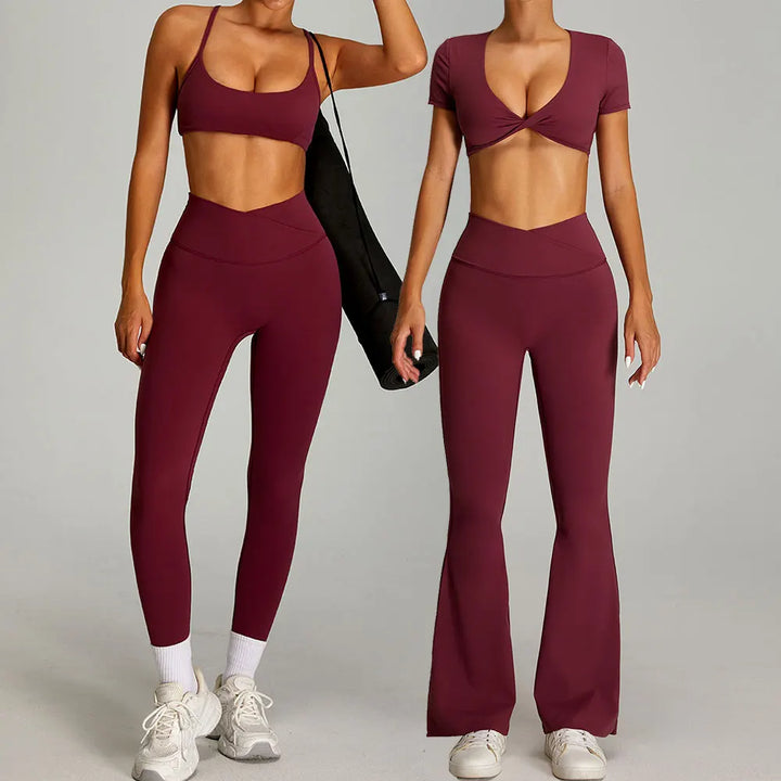 mikeyoga Women Yoga Suit 2PCS Sports Set Quick-Drying Gym Set Women Tracksuit Running Workout Short Sleeves Sports Yoga Clothing - ATFH