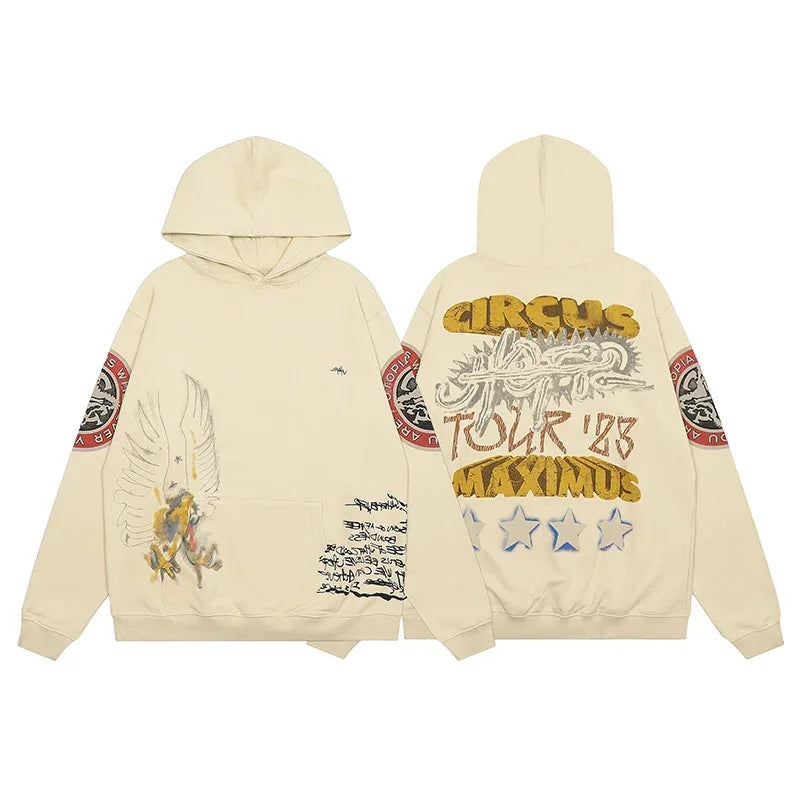 Winter Brown Fleece Utopia Jackets High Quality Vinatge Print Zipper Hoodie Hiphop Street Cactus Jack Hoodys Men Women Cleanfit - ATFH