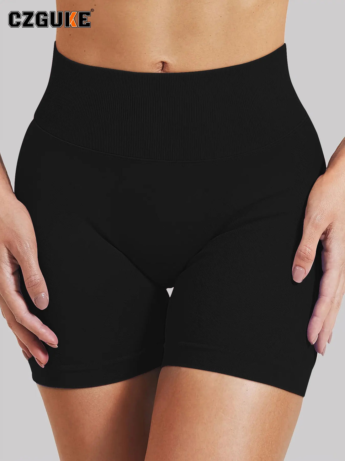 CZGUKE-Women High Waist Yoga Shorts Scrunch Butt Lifting Sports Shorts Seamless Gym Workout Short Pants For Fitness Running