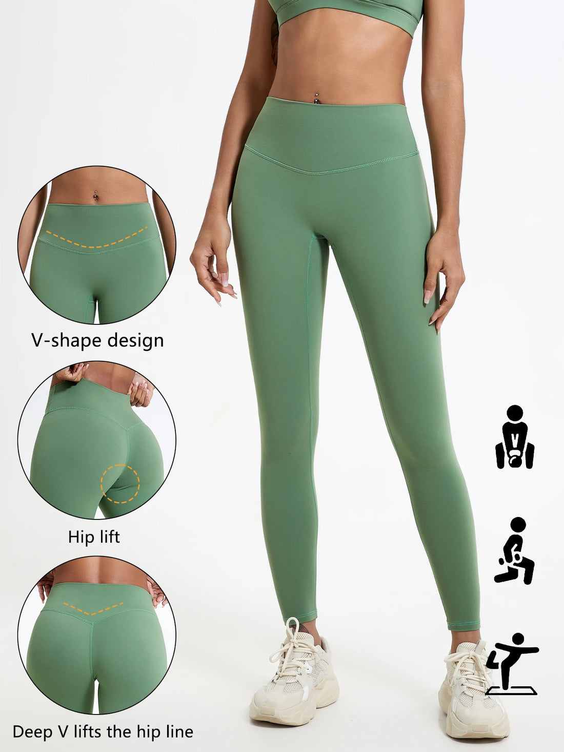Hearuisavy Summer Super Soft Fabrics High Waist Leggings Gym Yoga Pants Running Workout Tights Push Up Sports Leggings Women - ATFH