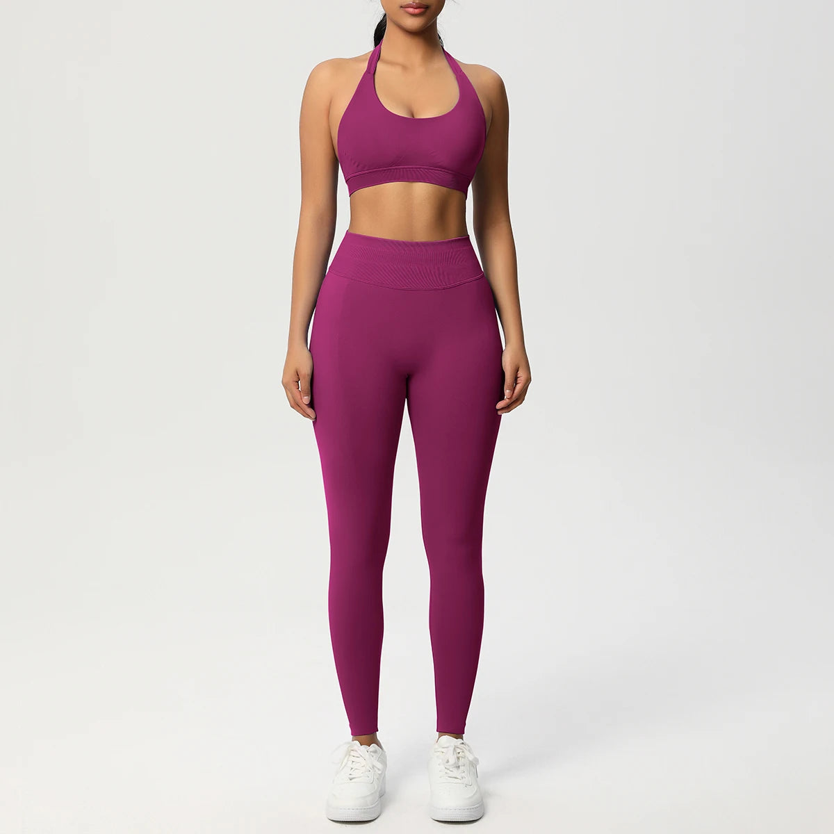 2 Piece Yoga Clothes Women's Tracksuit Athletic Wear Pilates Fitness Suit Gym Workout Push Up Clothes Sports Bra Leggings Suit - ATFH