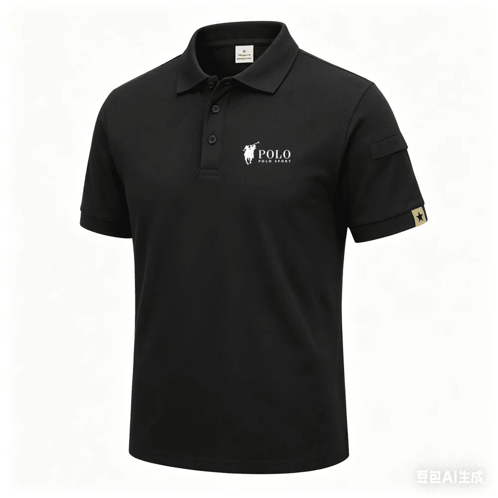 Men's premium summer polo shirt, quick drying, breathable, casual, business fashion, sports, short sleeved, men's clothing