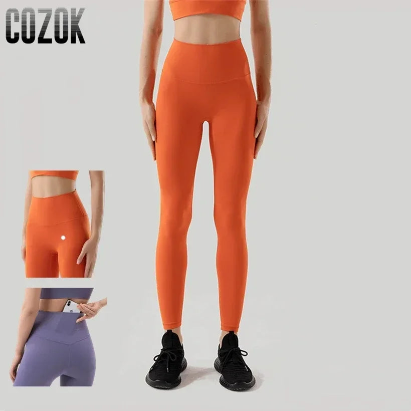 New 35 Colors Naked Feeling Yoga Pants High Waist Seamless Leggings Sport Women Fitness Gym Leggings With Pocket - ATFH