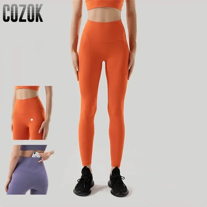 New 35 Colors Naked Feeling Yoga Pants High Waist Seamless Leggings Sport Women Fitness Gym Leggings With Pocket - ATFH