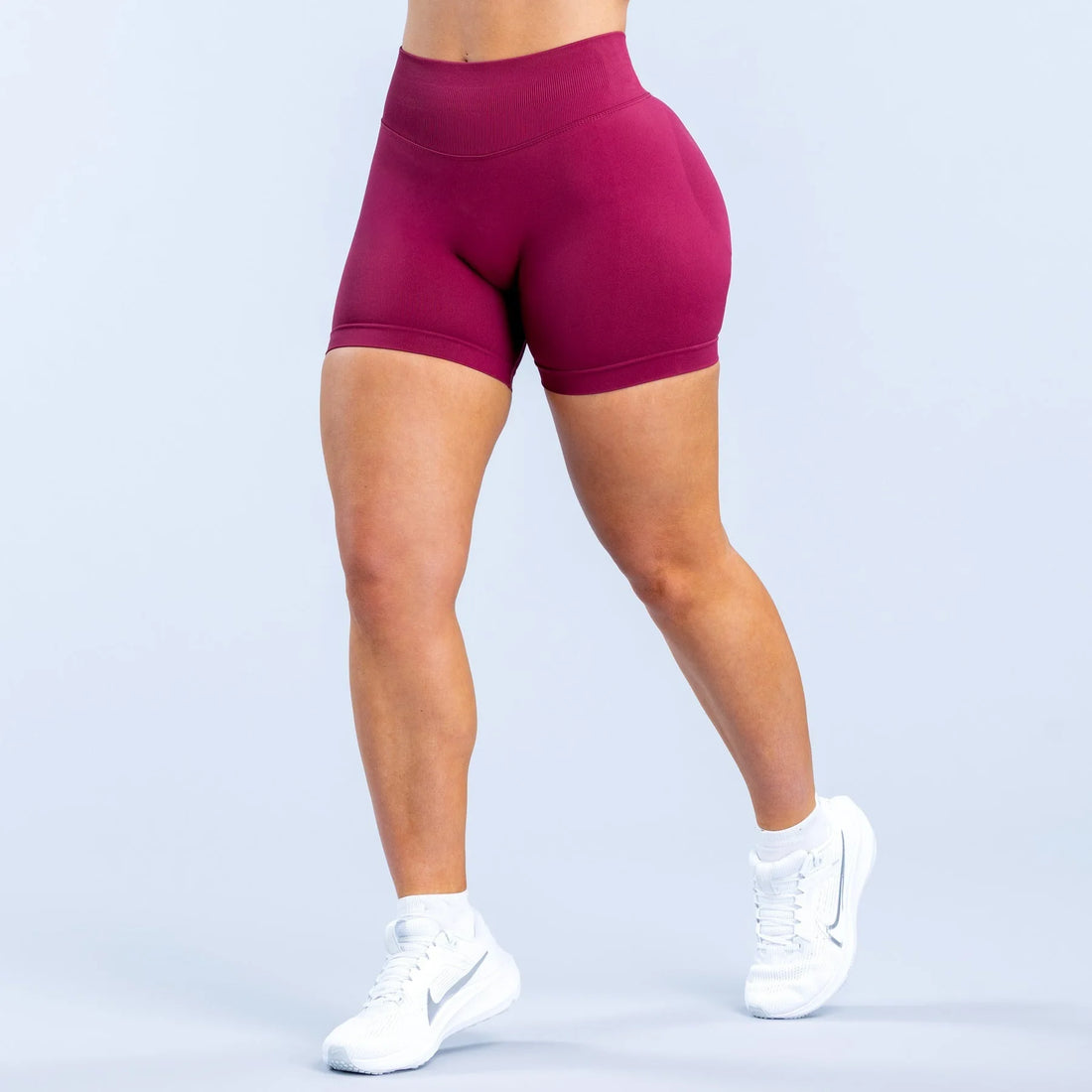 High Elastic Nylon Sports Shorts Women's Three-Way Waist Drawstring Butt Lifting Seamless Low Waist Three-Quarter Length