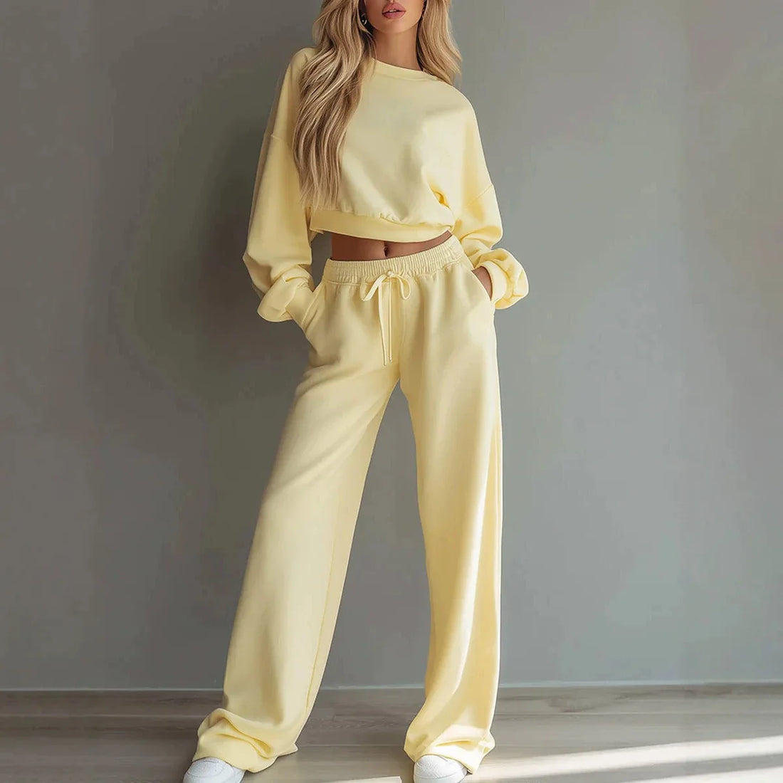 Women's soft Tracksuit Set Warm Autumn Fashion Hoodie Sweatshirts & Long Pants Casual Two-Piece Solid Hoody Pullover Outfit