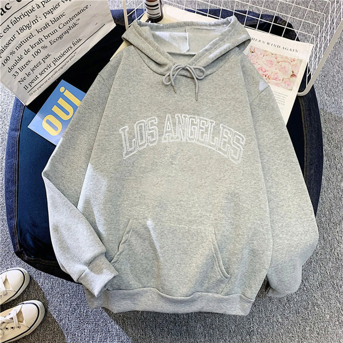 Letter Print Hooded Women'S Sweatshirt Stylish Oversized Pullover Tops Long Sleeved Casual Hooded Sweatshirt Sweatsuits Femme - ATFH