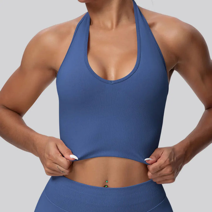 Seamless Sports Bra Gym Top Women Fitness Halter Yoga Bras Gym Crop Top Shockproof Breathable Running Workout Sports Underwear - ATFH