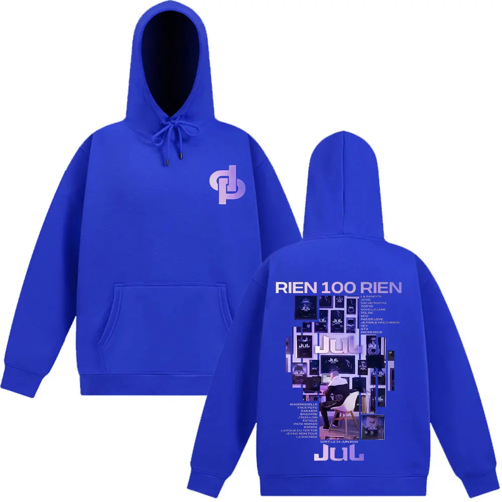 Rapper Jul Rien 100 Rien Album Tour 2025 Graphic Gothic Punk Hoodie Men's Women Fashion Pullover Hip Hop Winter Loose.tracksuit