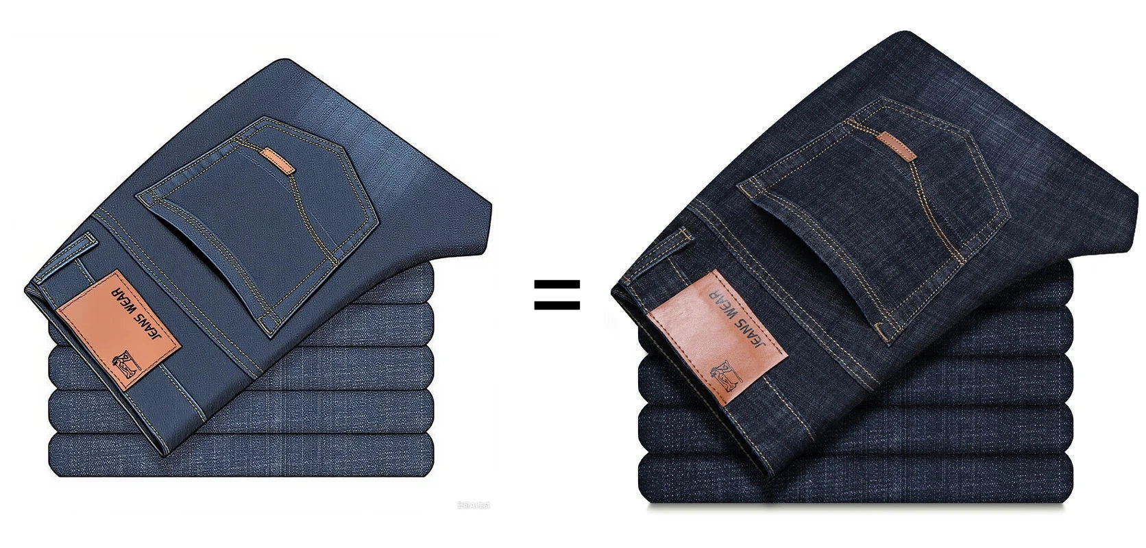2025 men's fashion business jeans classic style casual elastic slim fit jeans men's denim pants black blue ATFH