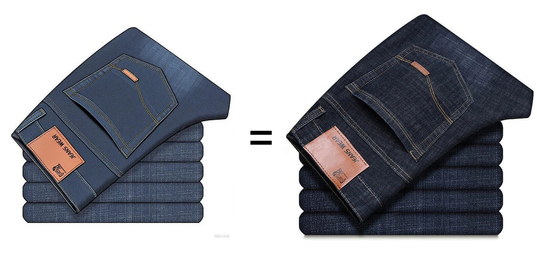 2025 men's fashion business jeans classic style casual elastic slim fit jeans men's denim pants black blue ATFH