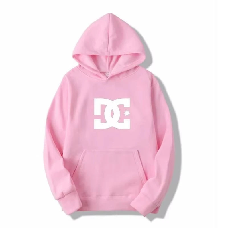 DC Letter Men's Hoodie Men's and Women's Fashion Simple Long Sleeve Sweatshirt Autumn and Winter Street Trend Large Gym Hoodie - ATFH