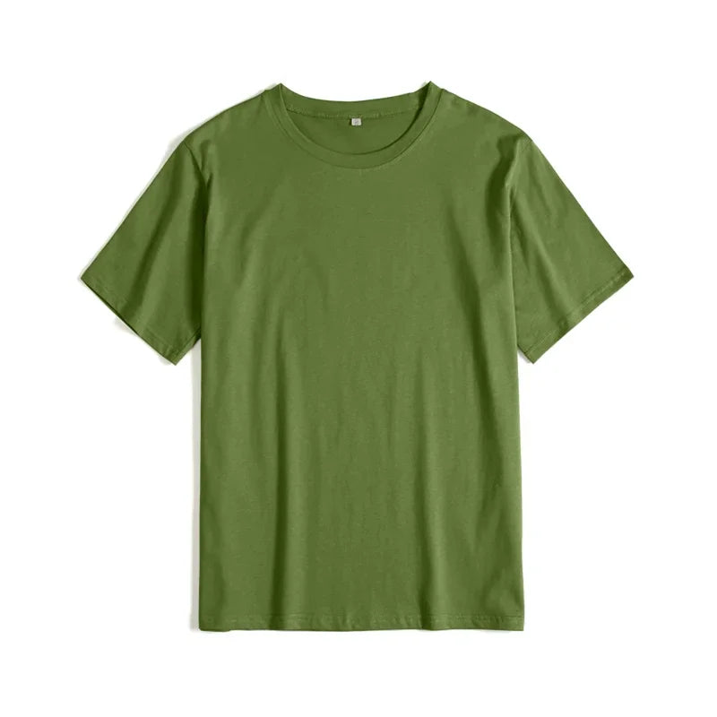 WYWM 100% Cotton Tshirts Women 2024 Summer Harajuku Solid Basic T Shirts Loose Casual O Neck Tees Green Soft Female Tops - ATFH