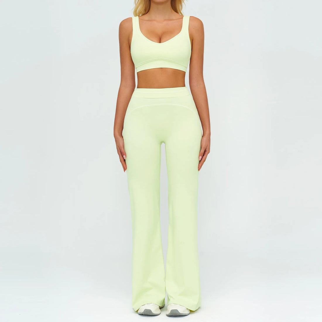 2PCS Yoga Set Gym Clothes Outdoor Sports Outfits Women Tracksuit Gym Fitness Suits Workout Long Sleeved Flared Pants Sportswear - ATFH