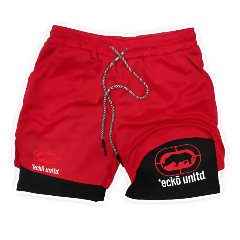 Men Running Shorts 2 in 1 Double-deck Sport Shorts Sportswear Gym Fitness Short Pants Training Jogging Bottom Men's Clothing
