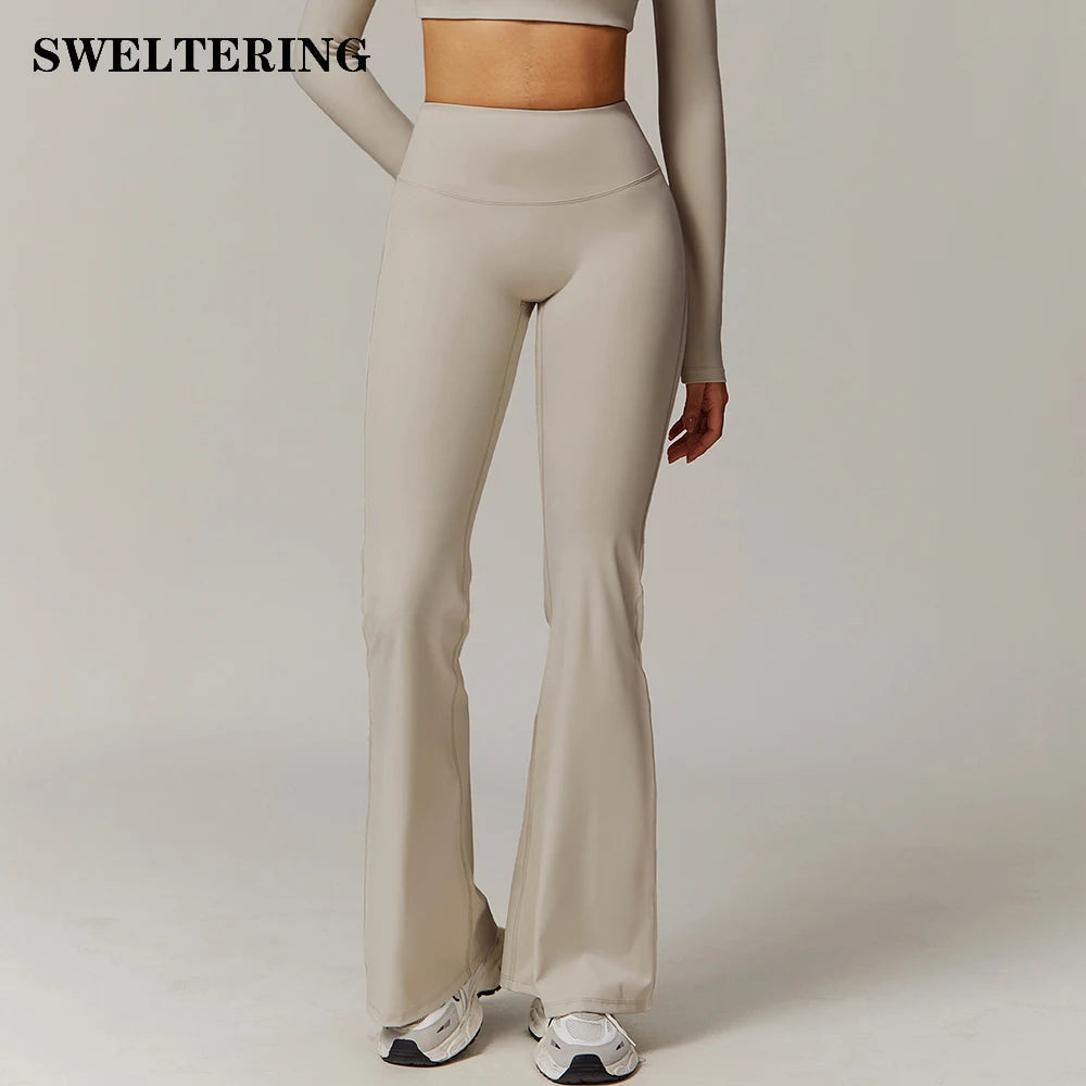 Yoga Flared Pants Women Gym Fitness Bell-bottoms Trousers High Waist Sports Pants Stretch Gym Workout Sports Push Up Leggings ATFH