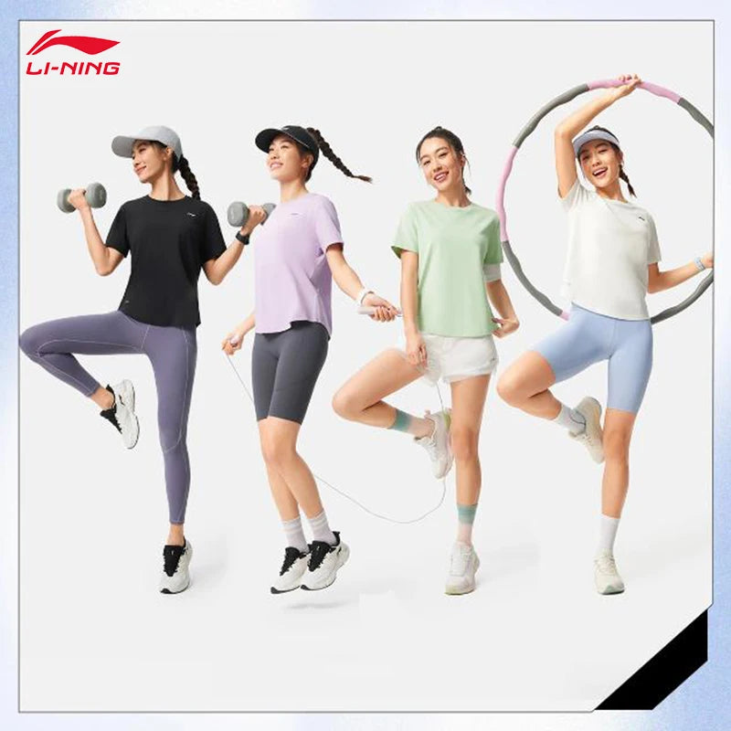 LI-NING Fitness series Women's ice comfortable loose short sleeved T-shirt Sports Tee Tops ATSV044 - ATFH