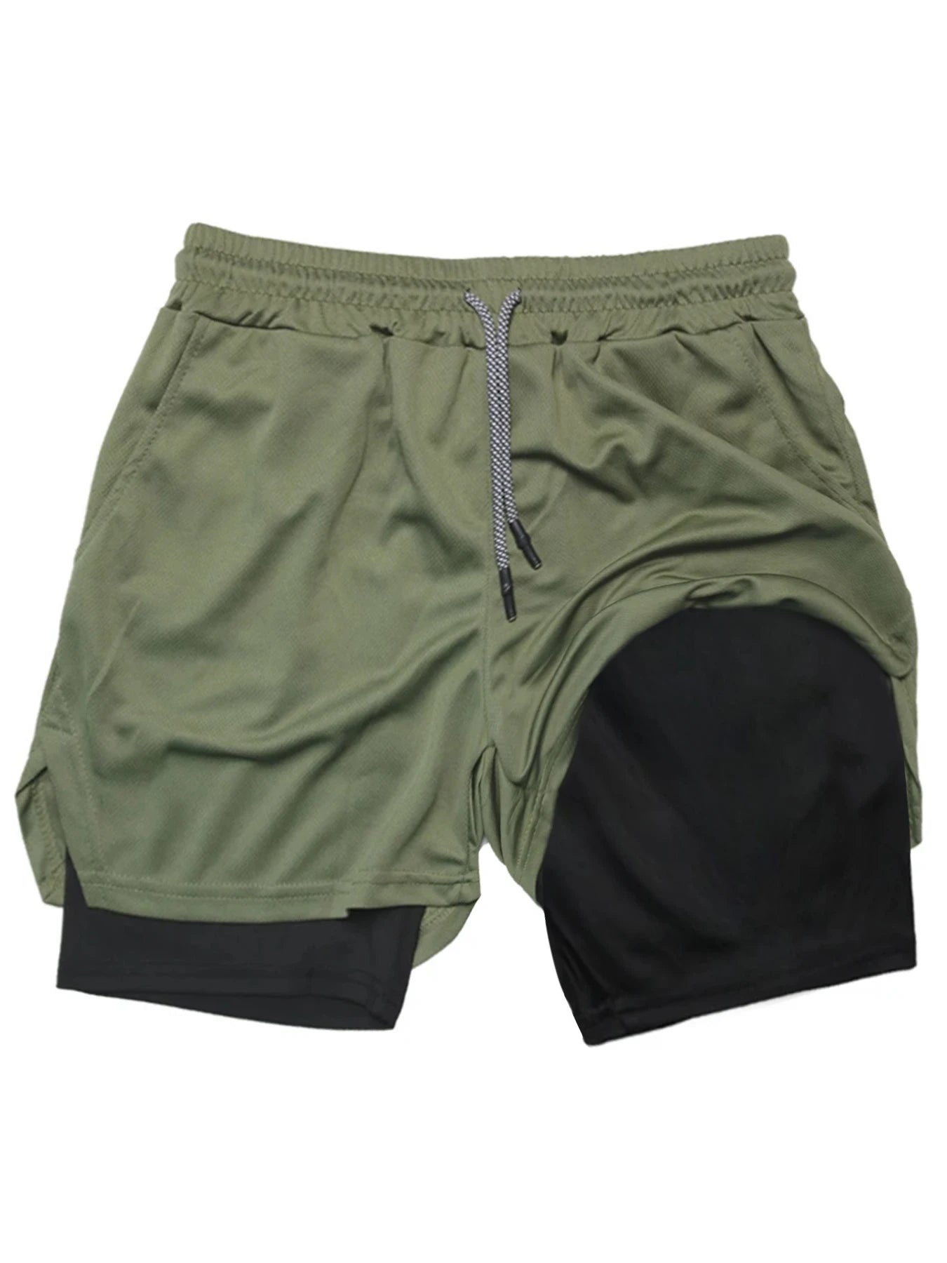2-in-1 Running Summer Workout Shorts for Men Gym Performance Compression Shorts with Phone Pocket Towel Loop Athletic Activewear