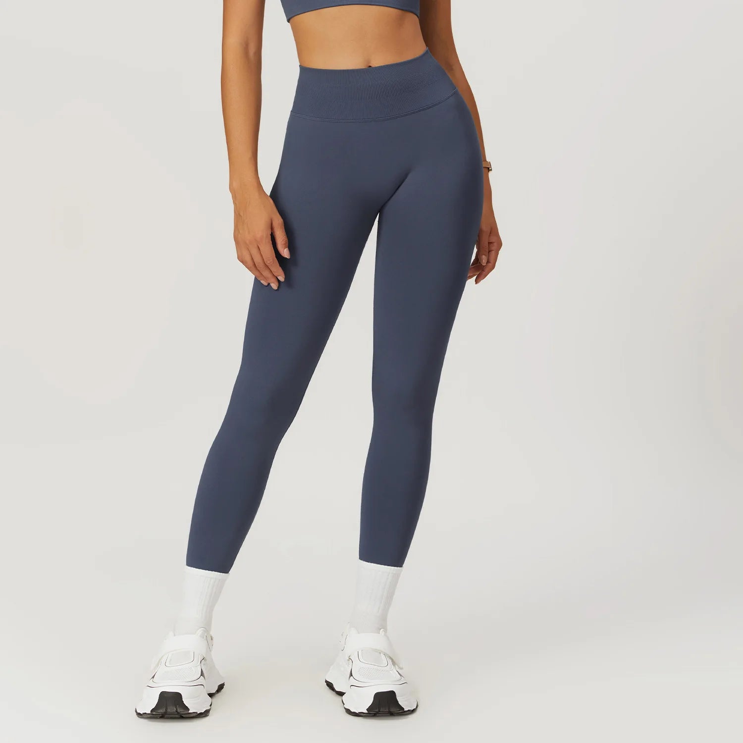 Seamless Fitness Leggings Women Sport High Waist Elastic Ribbed Yoga Leggings Gym Jogging Quick Dry Push Up Slim Pants Female - ATFH