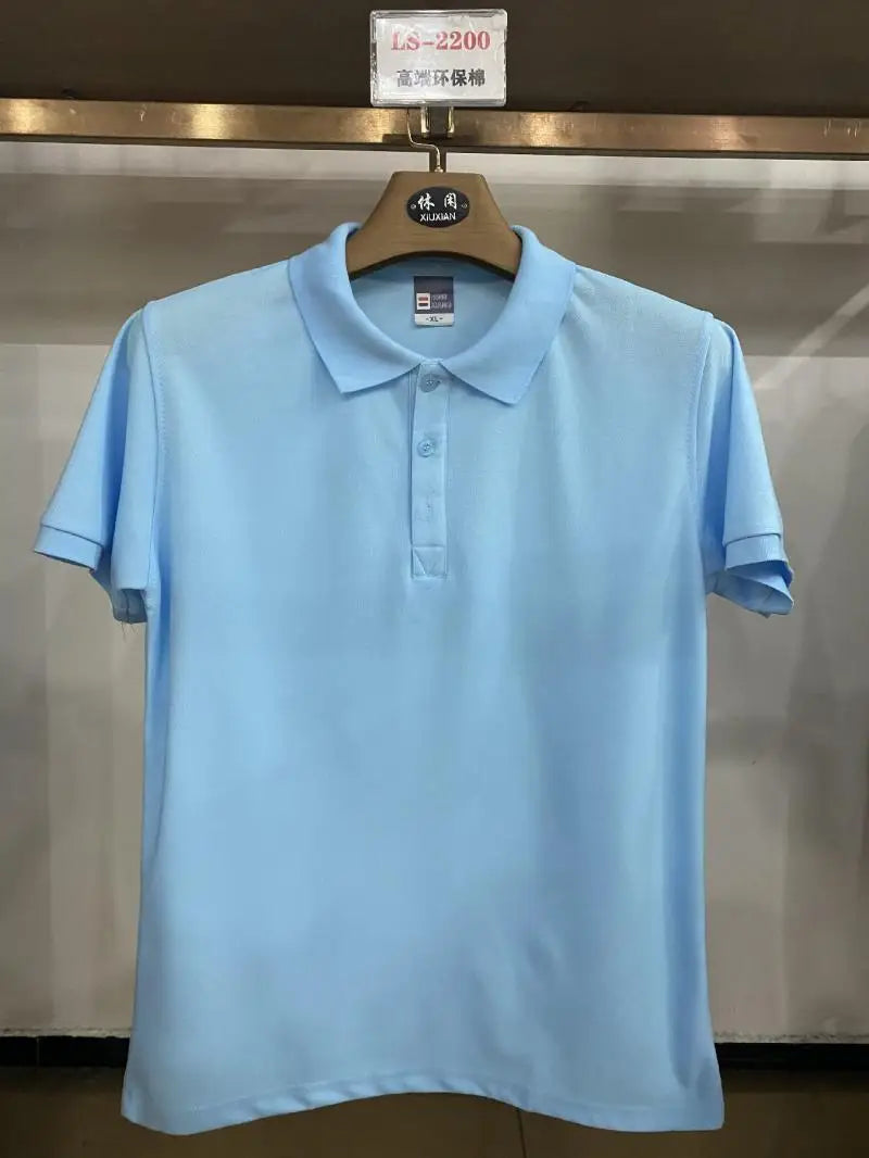 Custom Logo Embroidery Printing Mens Shirts Cotton Short-Sleeved Polo Shirts Summer Lapel T-shirt Business Men Women Tops Shirt