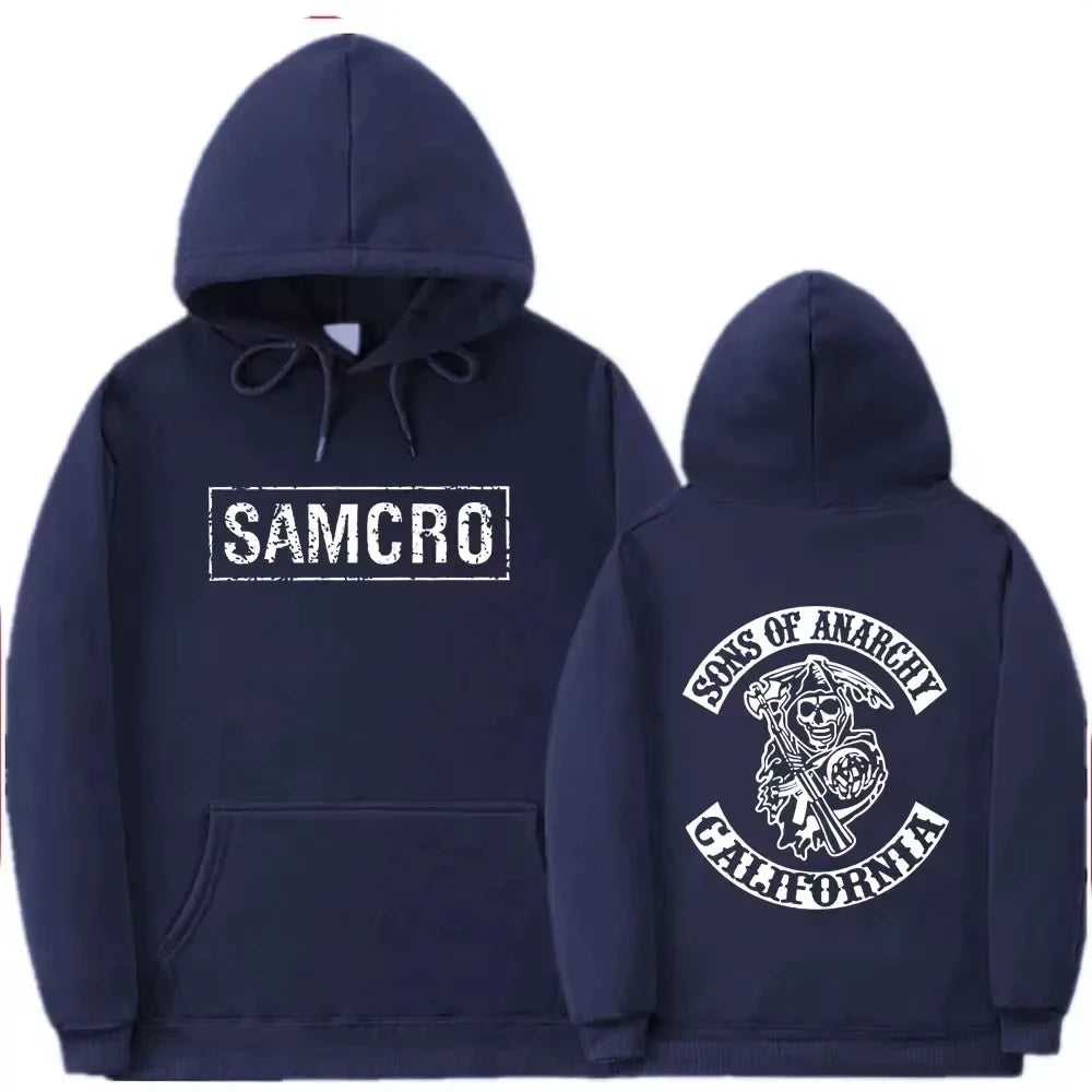 Double-sided printed hoodie Tops Sons of Anarchy SAMCRO Men's and Women's Fashion Brand Design Cotton-wool Blend Hood