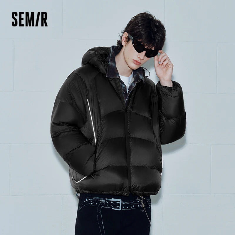 Semir Men Down Jacket Modern Style Outdoor Panel Design Hooded Water Repellent 2026 New Winter Daily Wear Urban Casual Style