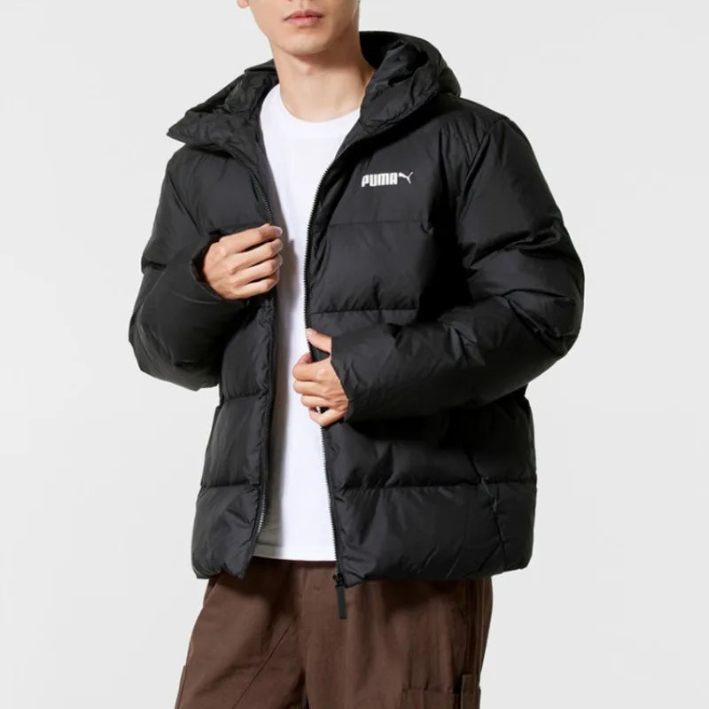 Puma Men's Coat Winter New Thickened Duck Down Warm Water-repellent Hooded Sports Down Jacket 694699-01