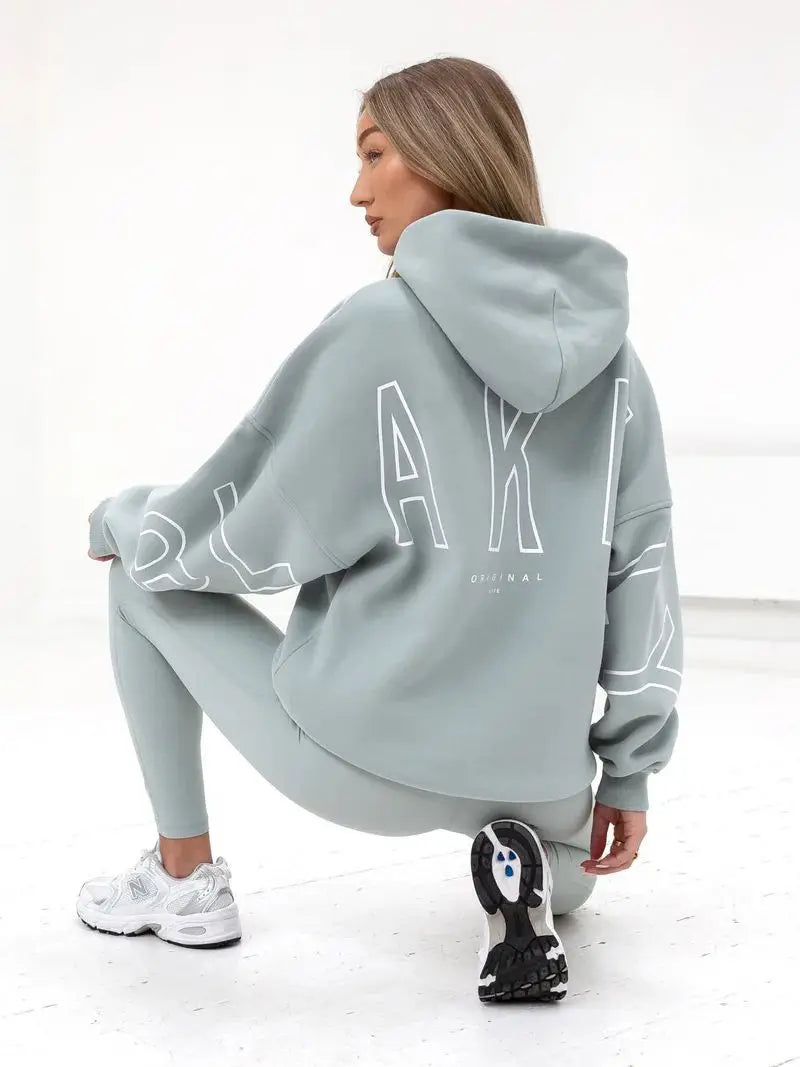 European American Fashion Printed Hooded Hip Hop Sweatshirt 2025 New Cross Border Thickened Versatile Long-sleeved Loose Clothes - ATFH