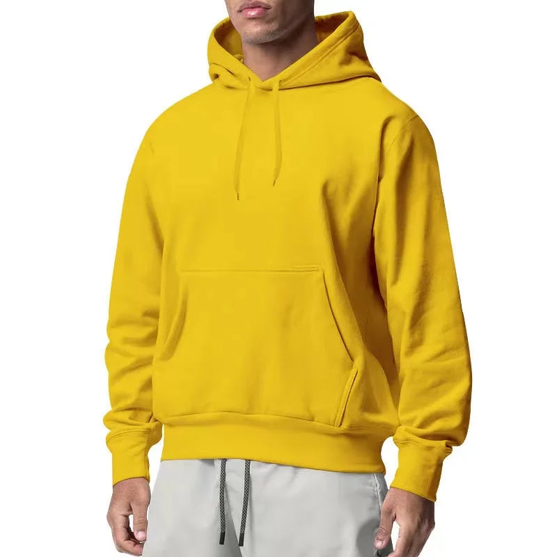 Cotton Hooded Sweatshirt, Solid Color Fashion Fit Sweatshirt, Autumn and Winter Fashion Sweatshirt, Suitable for Going Out - ATFH