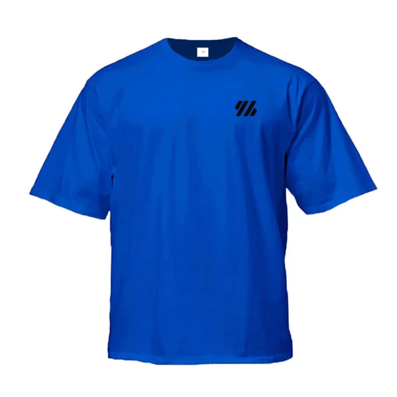 Summer Cotton Loose Oversized Half Sleeve Running T Shirt Men Sports Casual Fitness T-shirts O-neck Gym Clothing Workout Tees ATFH