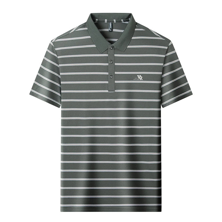 High end brand men's short sleeve polo shirt fashion letter embossed business casual summer breathable luxury striped T-shirt