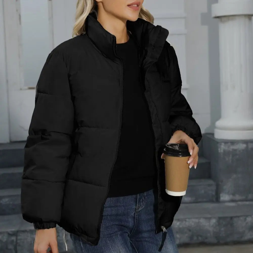 Women's Winter Jaet down Coat Puffer Cotton Fill Long Sve Zipper Closure Regular Fit Commute Sle Color