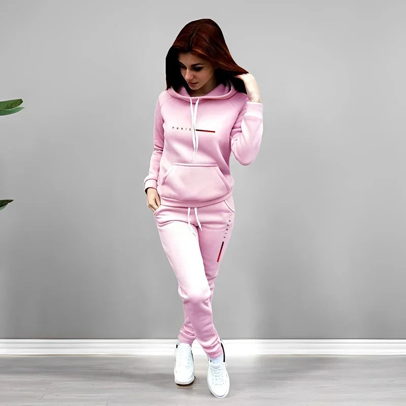 Women Tracksuit Autumn Winter Printing Hooded Suit Quality Ladies Daily Jogging Sport Woman Two piece Set Outfits Fashion Casual