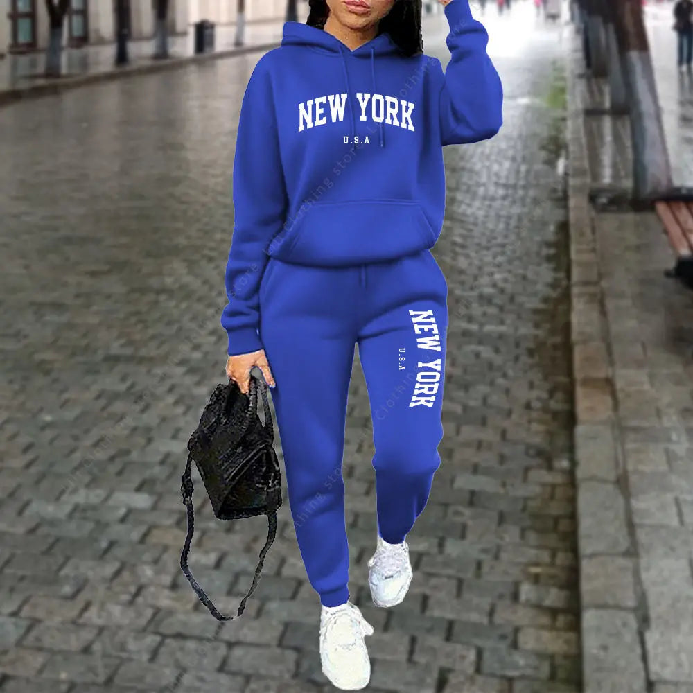 Women's Tracksuit Autumn Winter Hoodies Trousers 2PCS Suit Sports Jogging Street High quality Clothes Women Pants Sets